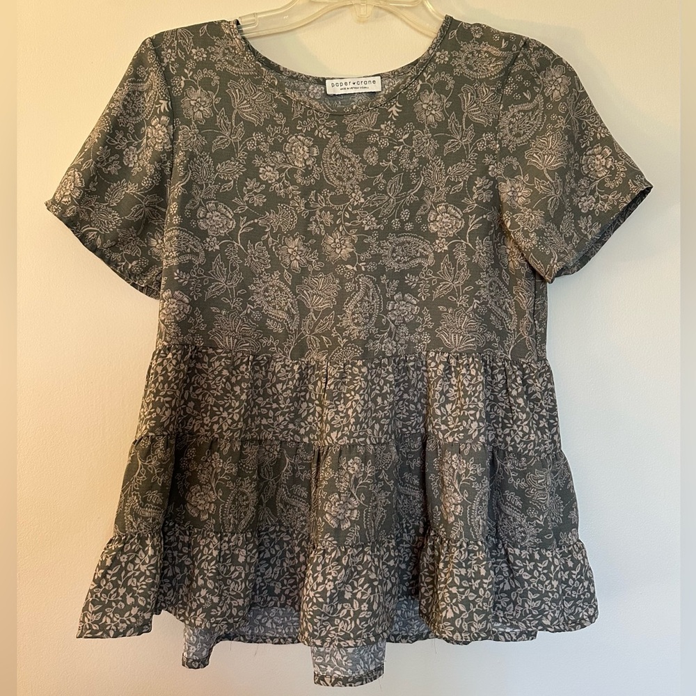 Anthropologie Paper Crane Floral Peplum Top - Size XS